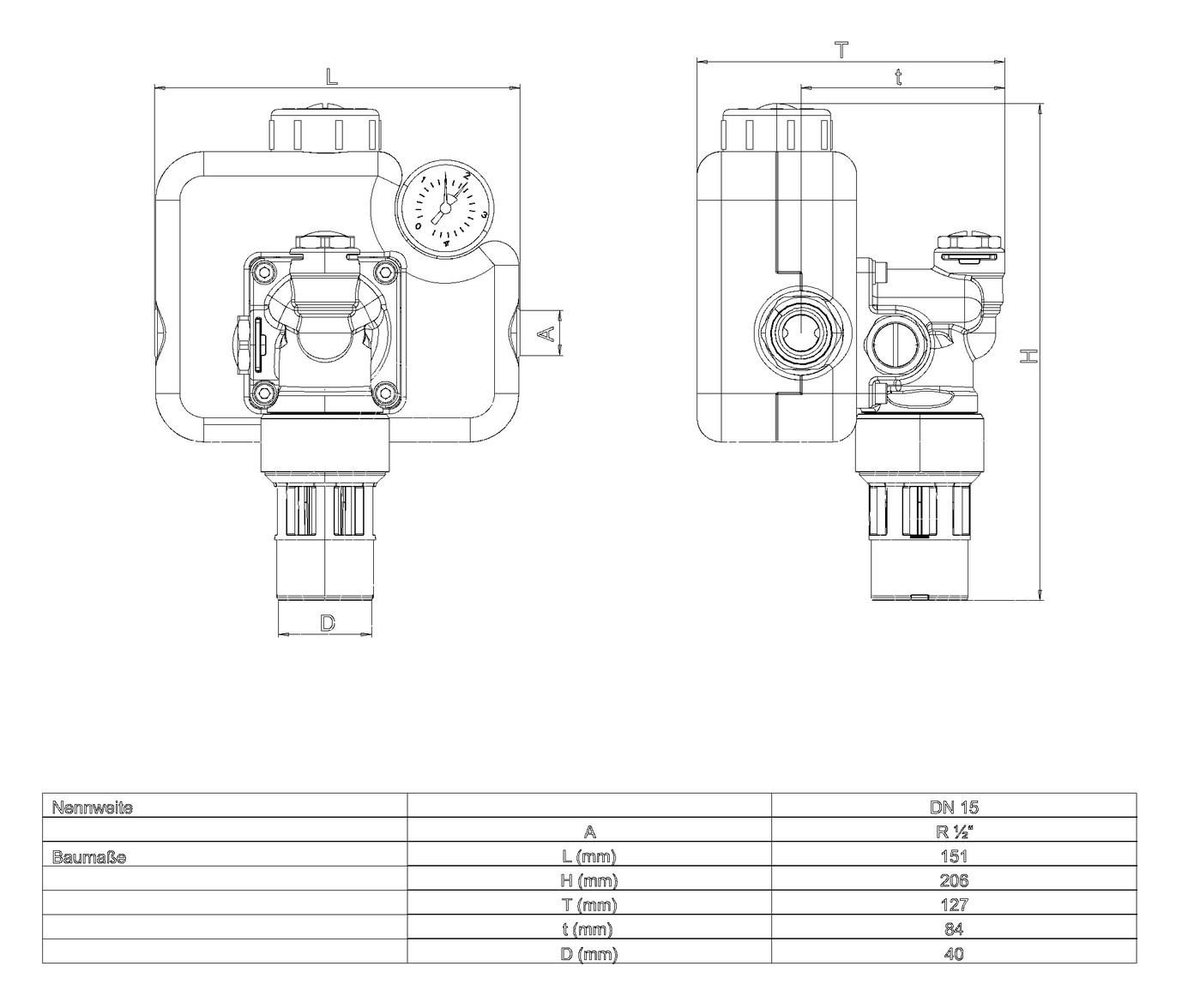 SYR Systemtrenner STBA 600 mit Druckminderer und Manometer - 6625.15.006
