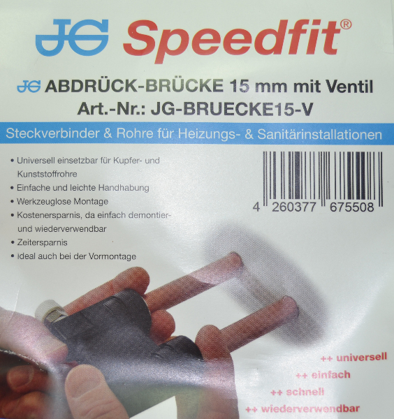 Speedfit® Abdrückbrücke 15mm mit Ventil
